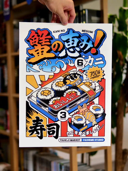 Affiche sushi crab