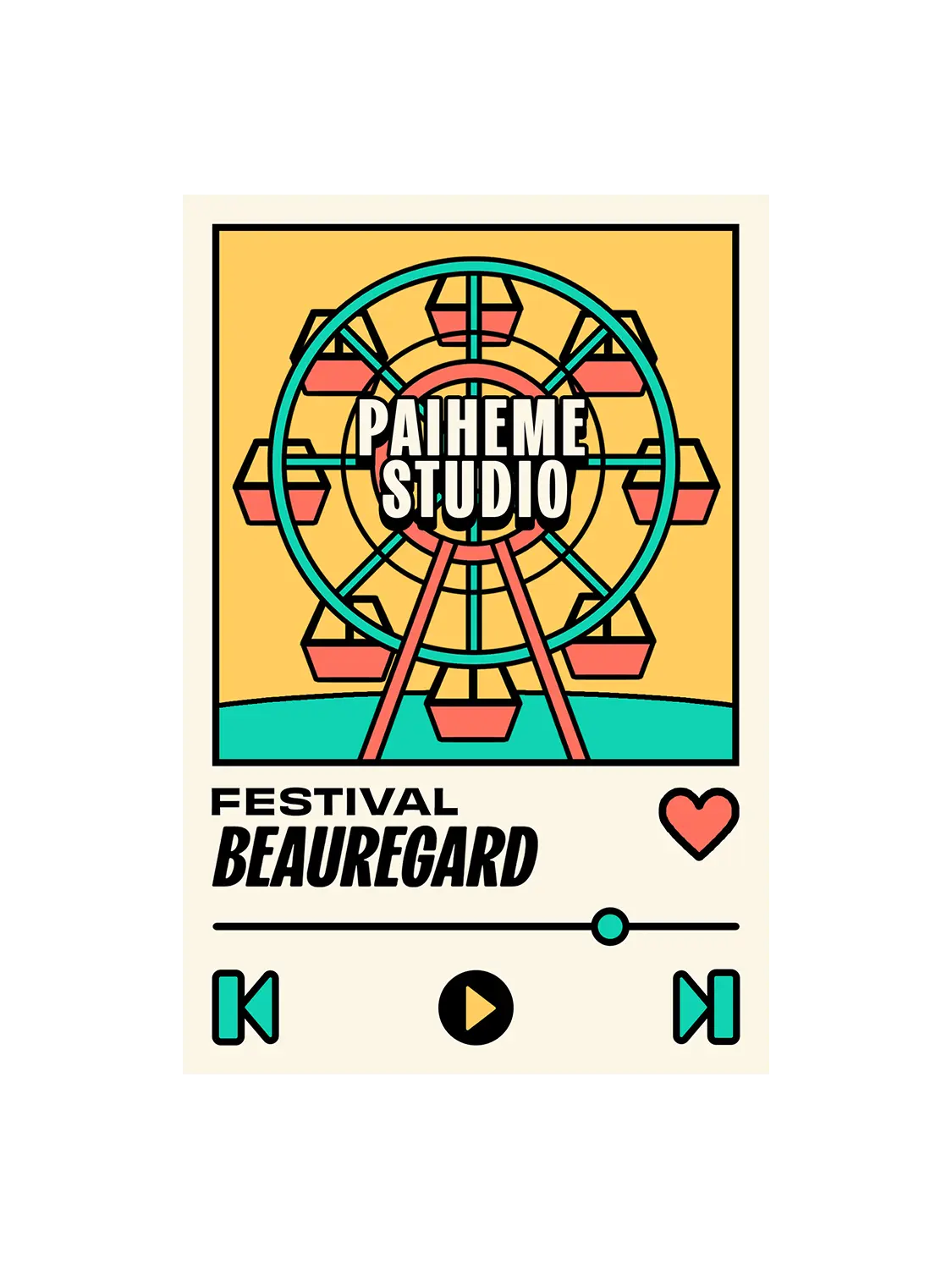 Carte postale Polaroid Roue Festival Beauregard, visuel complet