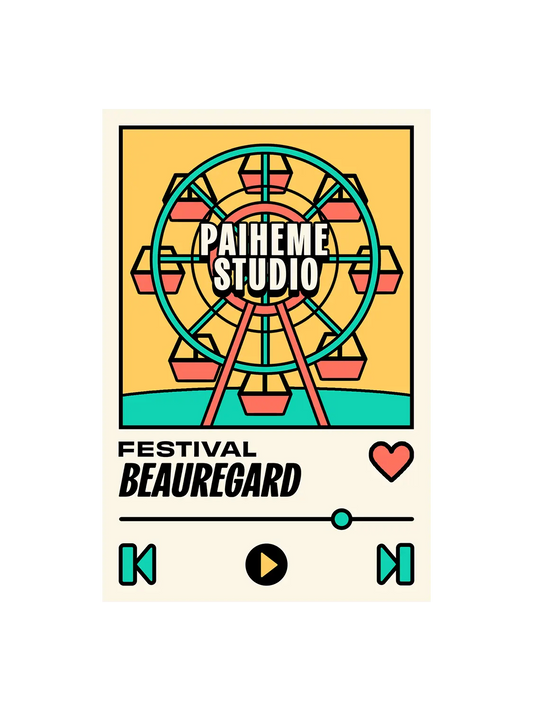 Carte postale Polaroid Roue Festival Beauregard, visuel complet