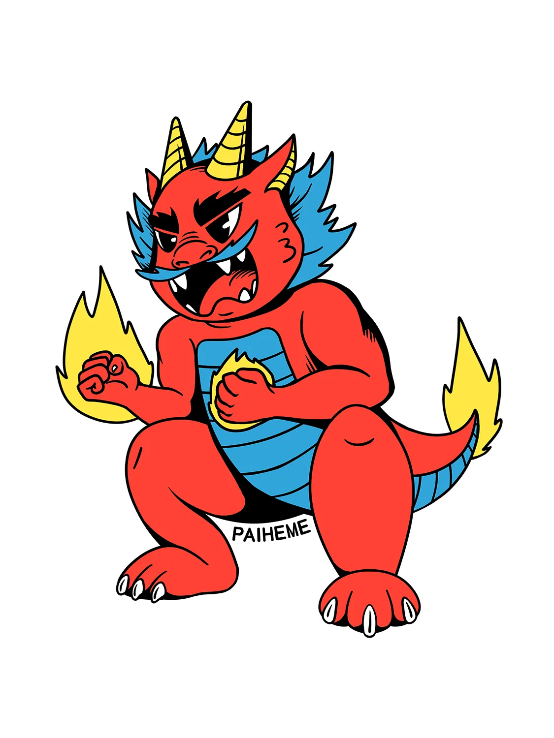 Sticker Burning Dragon, collection Retro Toys vinyle brillant