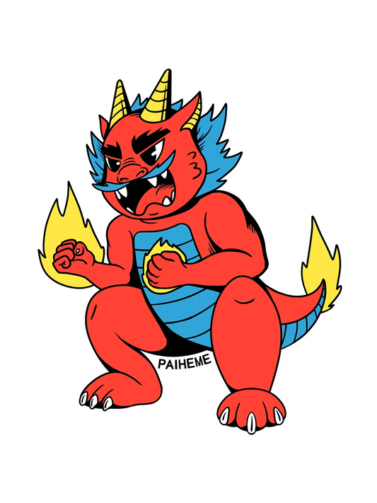 Sticker Burning Dragon, collection Retro Toys vinyle brillant