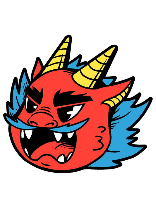 Sticker Burning Dragon Head, collection Retro Toys vinyle brillant