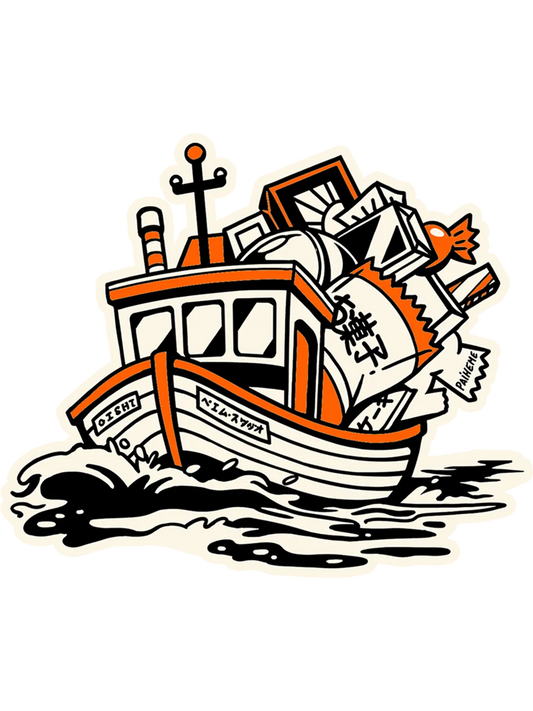 Sticker Boat, série Oishi Tattoos vinyle brillant