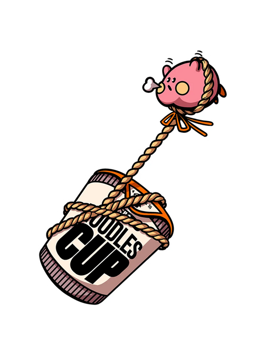 Sticker personnage kawaii dans un gobelet, collection Konbini Japonais