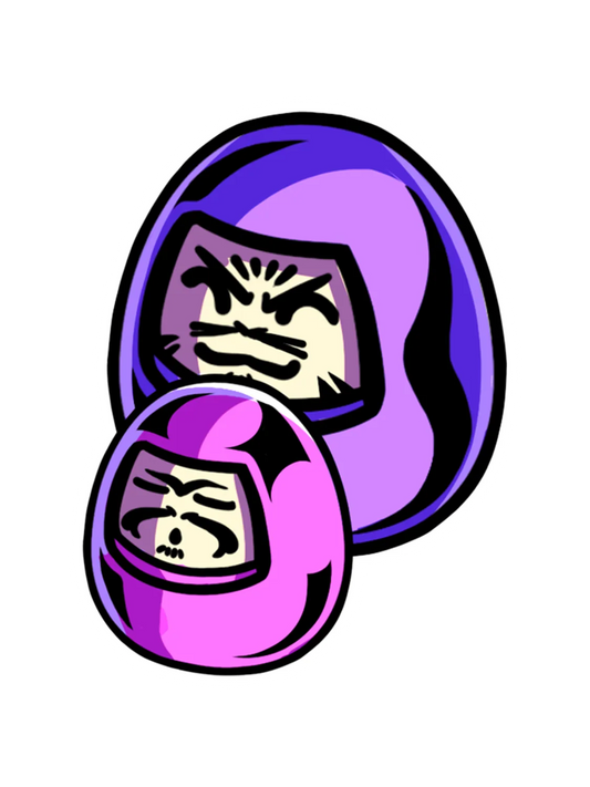 Sticker Daruma Duo, stickers japonais vinyle brillant