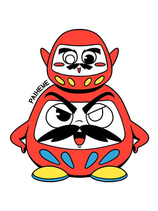 Sticker Daruma Family, collection Retro Toys vinyle brillant