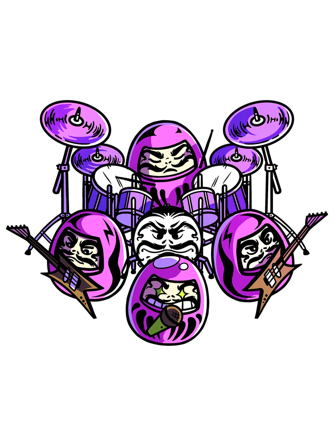 Sticker Rock Daruma, stickers style japonais vinyle brillant