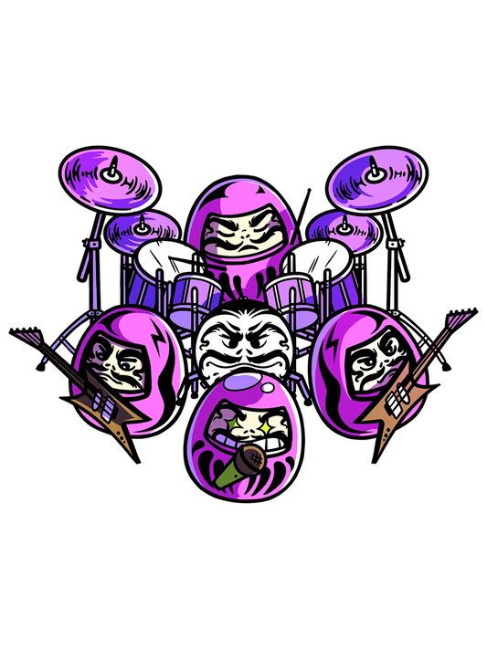 Sticker Rock Daruma, stickers style japonais vinyle brillant