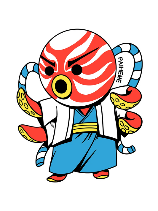 Sticker Kabuki Tako, collection Retro Toys vinyle brillant