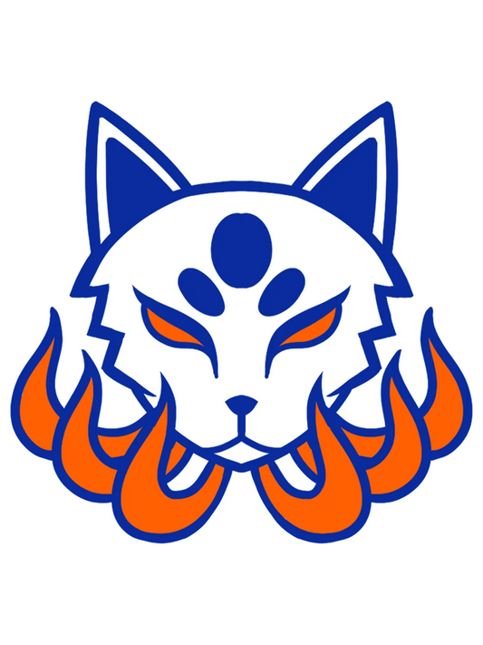 Sticker Kitsune baseball, sticker japonais vinyle brillant