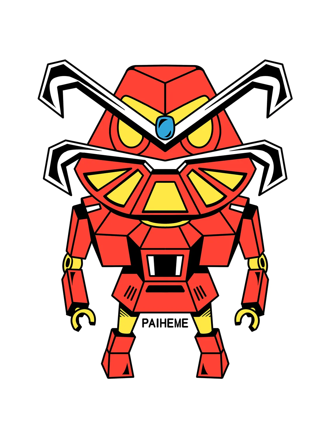 Sticker Meca Daruma, collection Retro Toys vinyle brillant