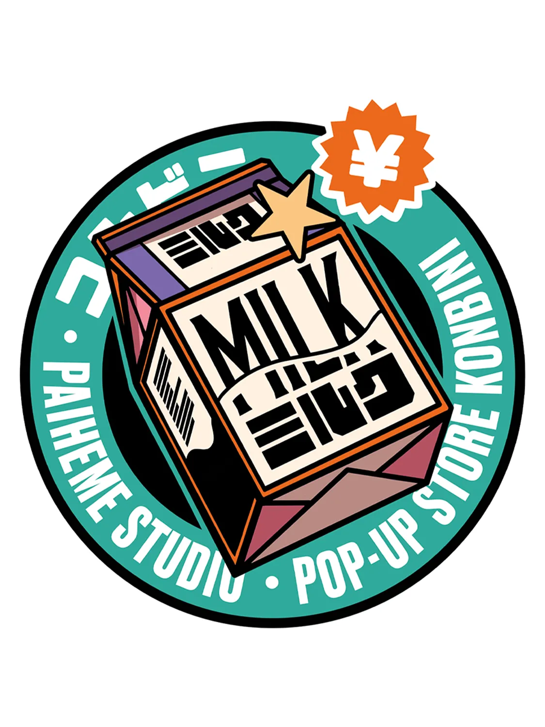 Sticker Milk Circle, collection Konbini Japonais vinyle brillant