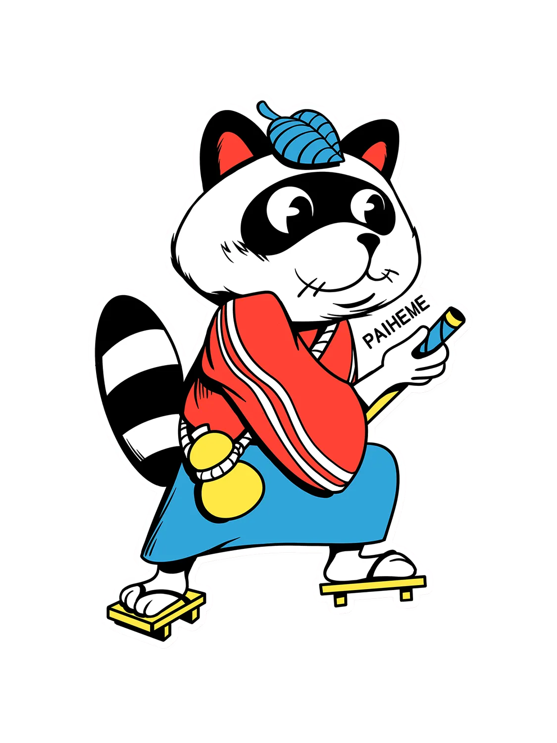 Sticker Samurai Tanuki, collection Retro Toys vinyle brillant