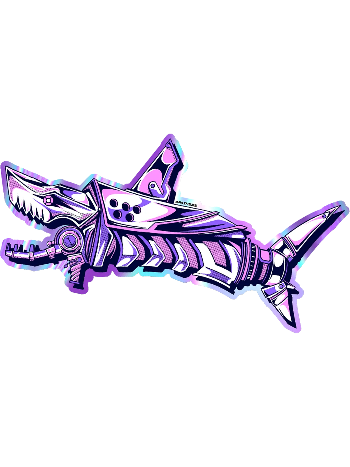 Sticker Shark holographique, vinyle brillant