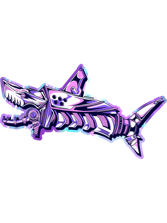 Sticker Shark holographique, vinyle brillant