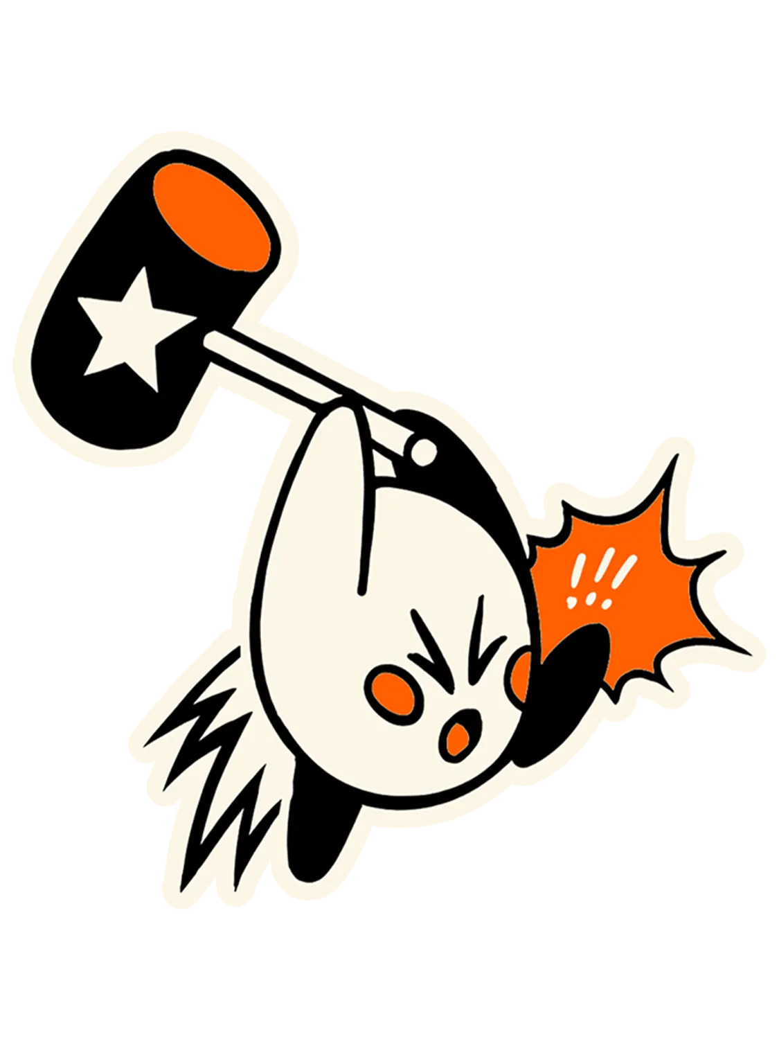 Sticker représentant kirby, en mouvement, dans un style coloré et dynamique inspiré de l’univers du jeu vidéo.
