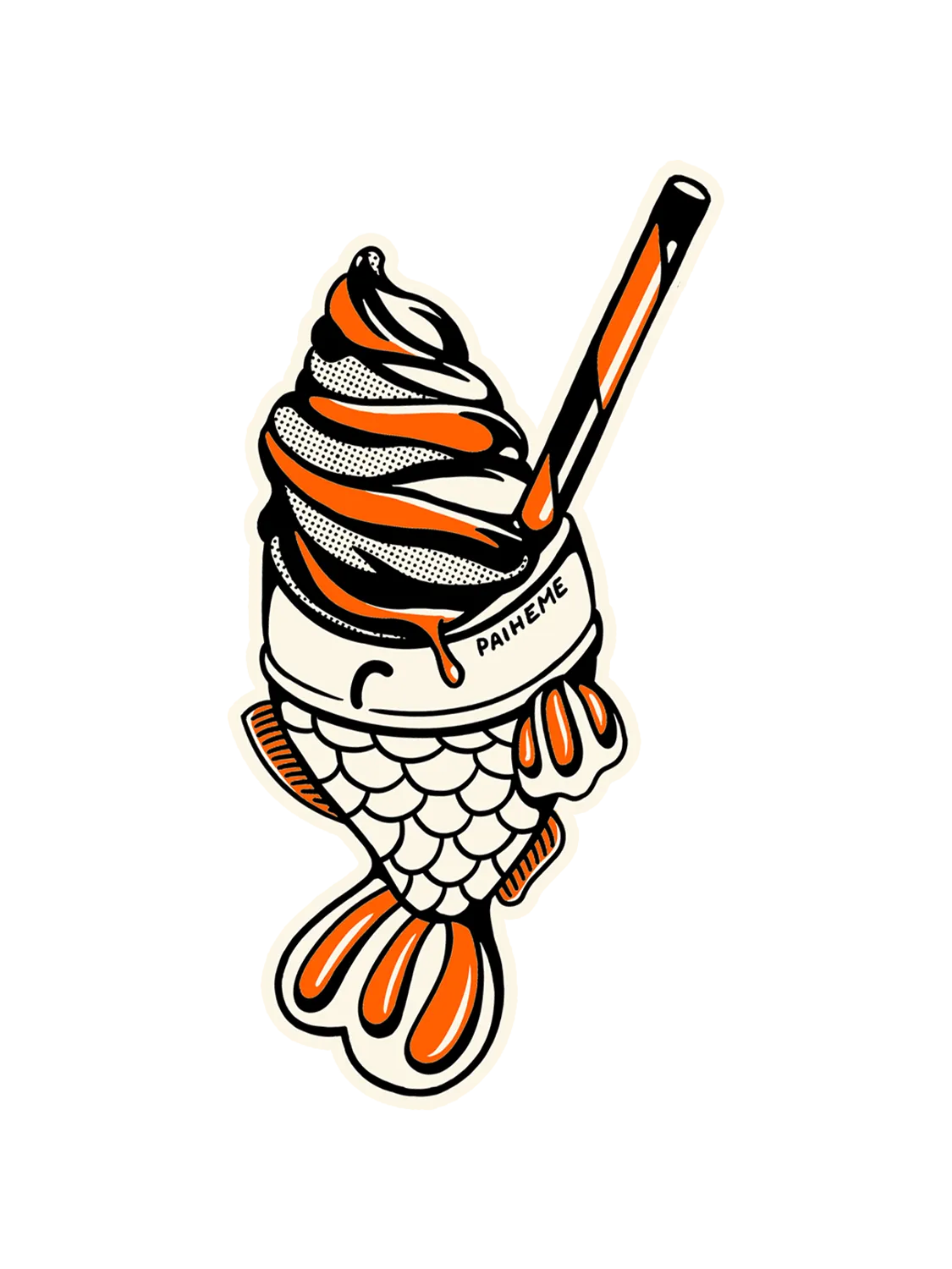 Sticker Taiyaki, série Oishi Tattoos vinyle brillant