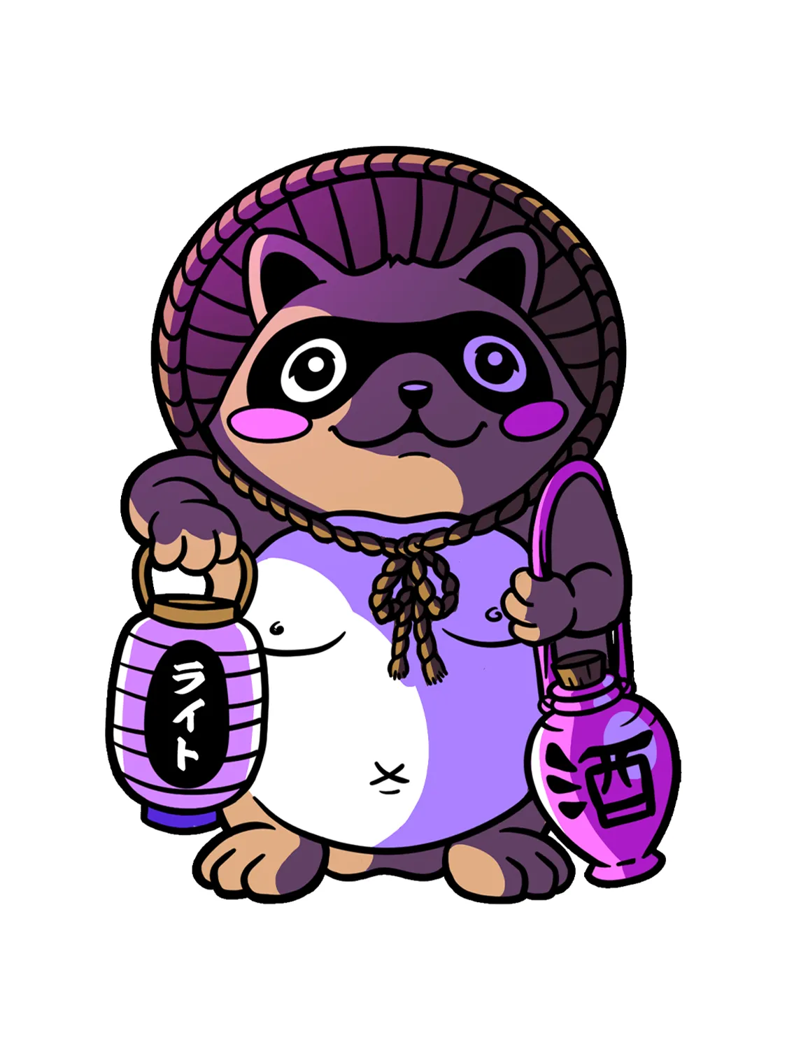 Sticker Tanuki, stickers japon vinyle brillant
