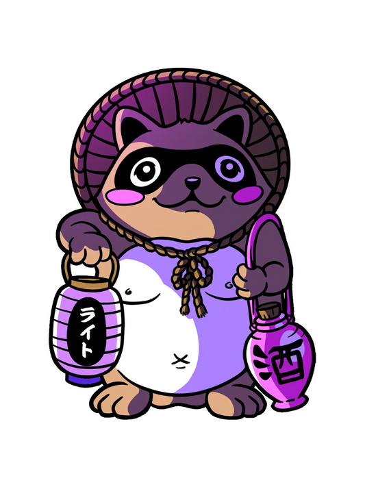 Sticker Tanuki, stickers japon vinyle brillant