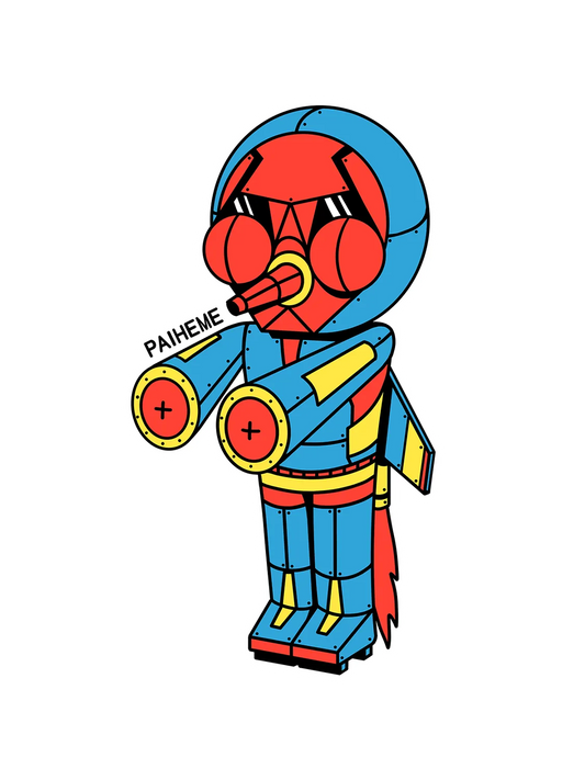 Sticker Tengu Robot, collection Retro Toys vinyle brillant