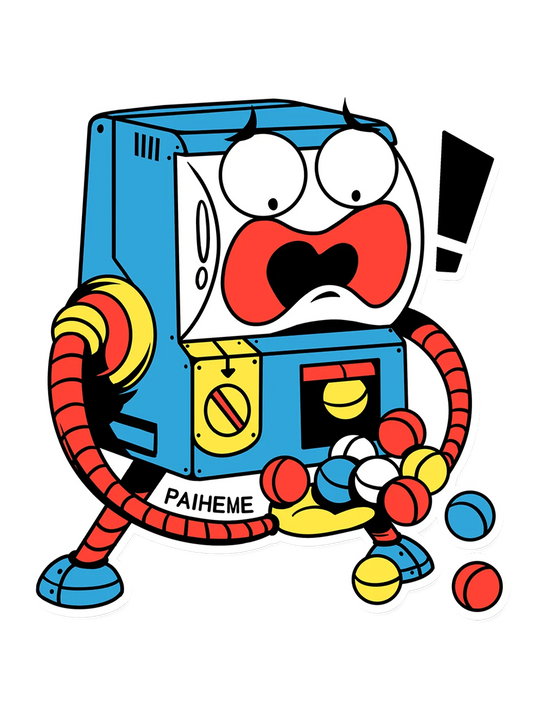 Sticker Unlucky Gashapon, collection Retro Toys vinyle brillant