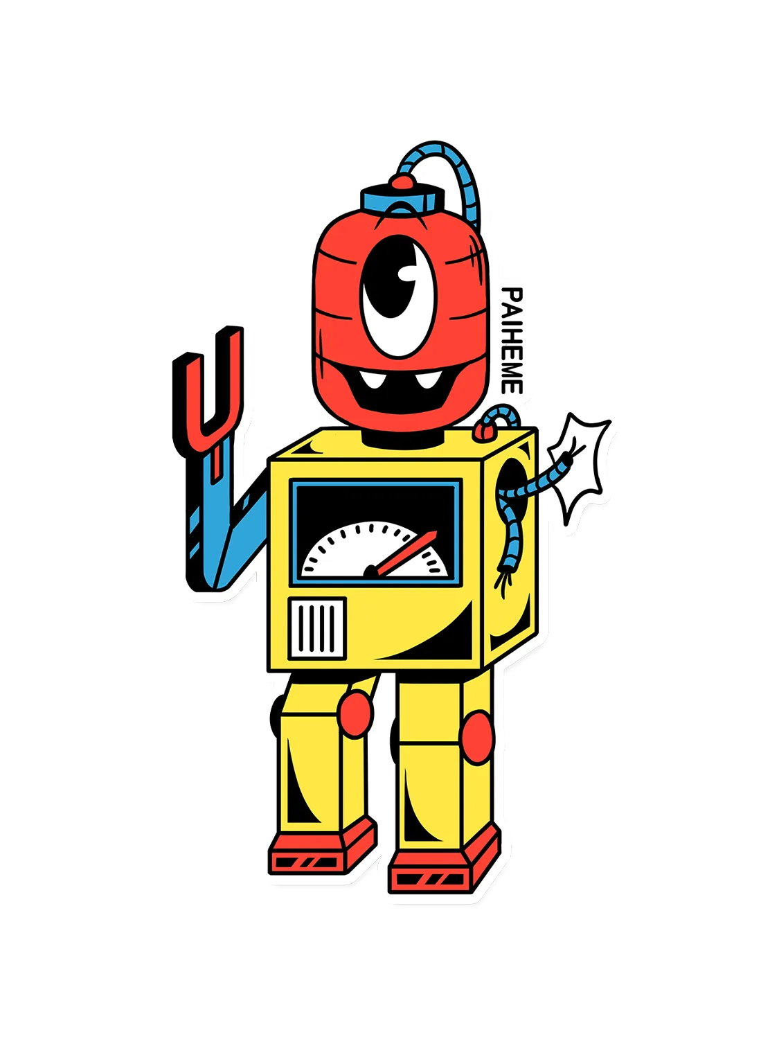 Sticker Yokai Robot, collection Retro Toys vinyle brillant