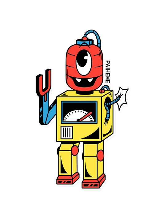 Sticker Yokai Robot, collection Retro Toys vinyle brillant