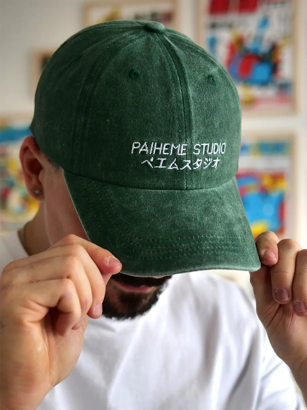 Casquette japonais Paiheme Studio verte, vue de face