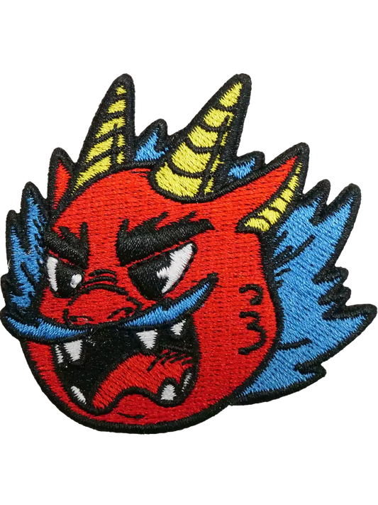 Deco patch motif japonais Burning Dragon Head, brodé