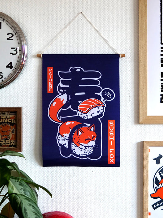 Drapeau Sushifox, fanion illustré