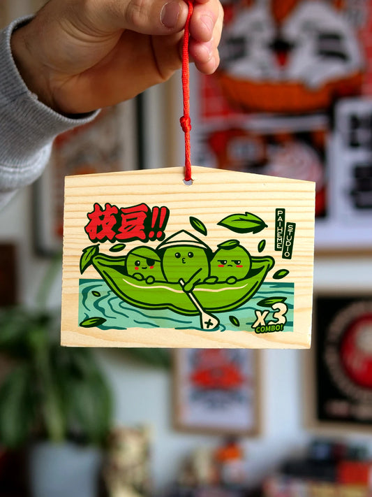 Ema Japon achat Edamame, plaque en bois