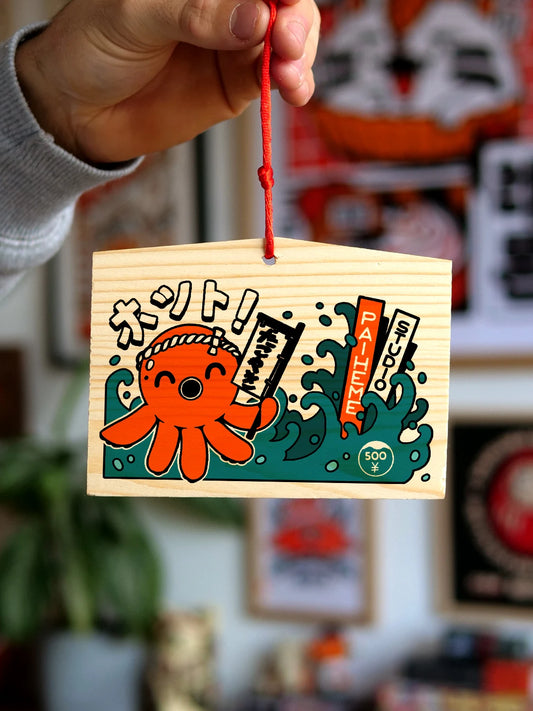 Ema japonais Takoyaki, plaque en bois