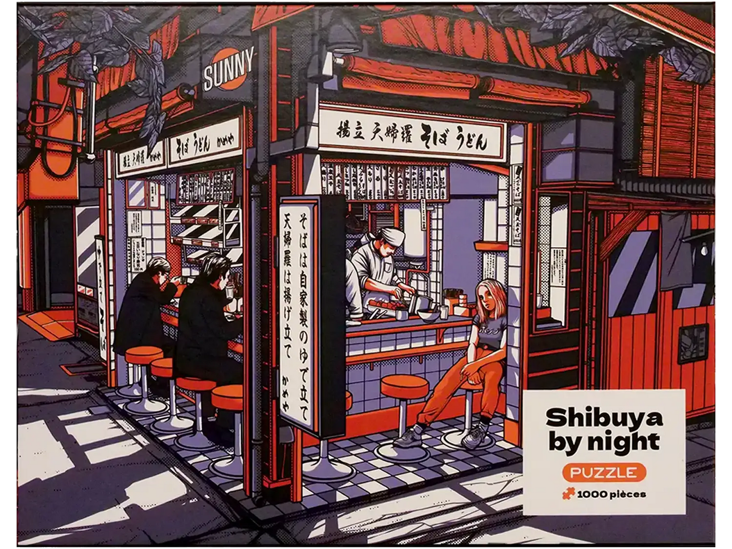 Puzzle paysage japonais Shibuya By Night, visuel complet assemblé