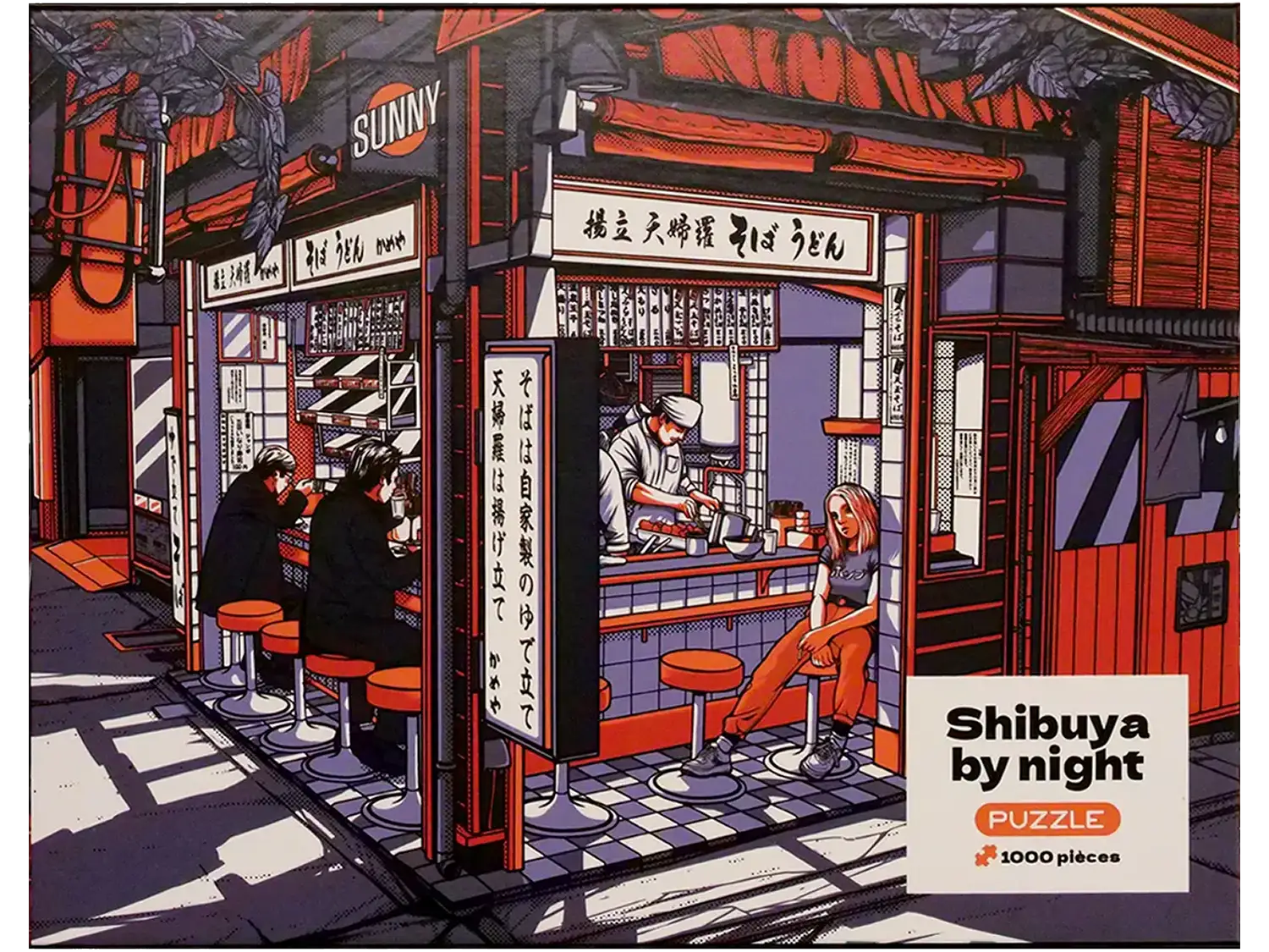 Puzzle paysage japonais Shibuya By Night, visuel complet assemblé