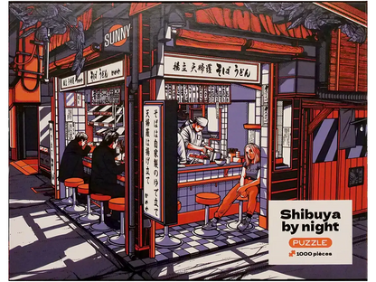 Puzzle paysage japonais Shibuya By Night, visuel complet assemblé