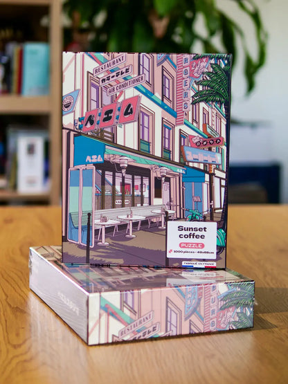 Puzzle style japonais Sunset Coffee, zoom sur les détails