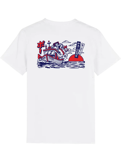 T shirt japon Boat, dos imprimé DTF