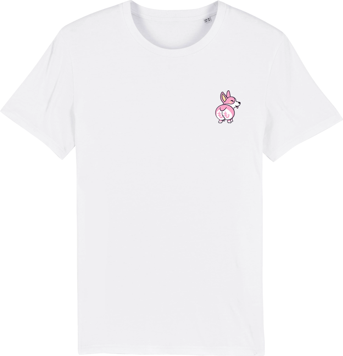 T shirt japon Corgi blanc, broderie côté cœur