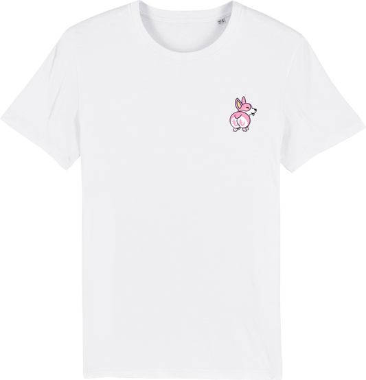 T shirt japon Corgi blanc, broderie côté cœur