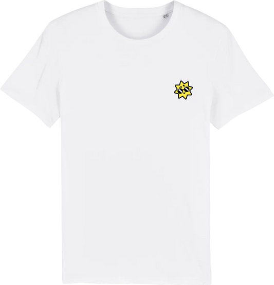 T shirt japon Sun blanc, broderie côté cœur