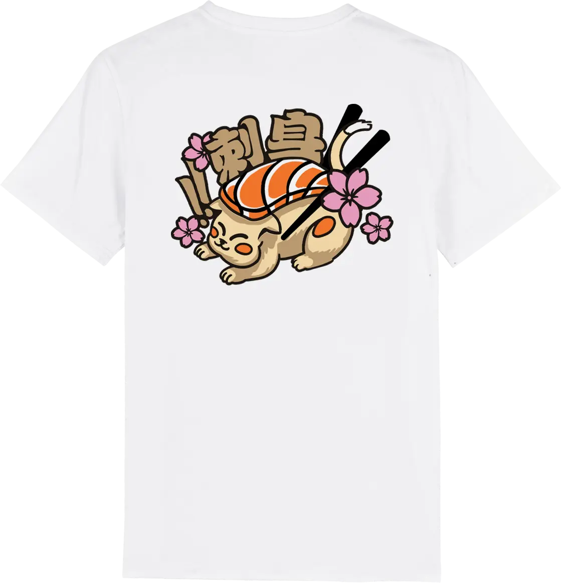 T shirt japon Sushicat, dos imprimé DTF