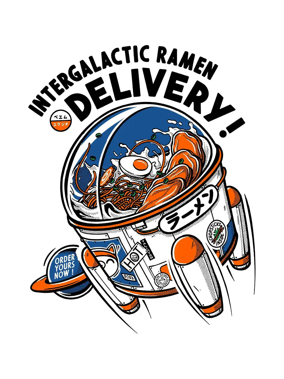 T shirt japonais Intergalactic Ramen, visuel porté