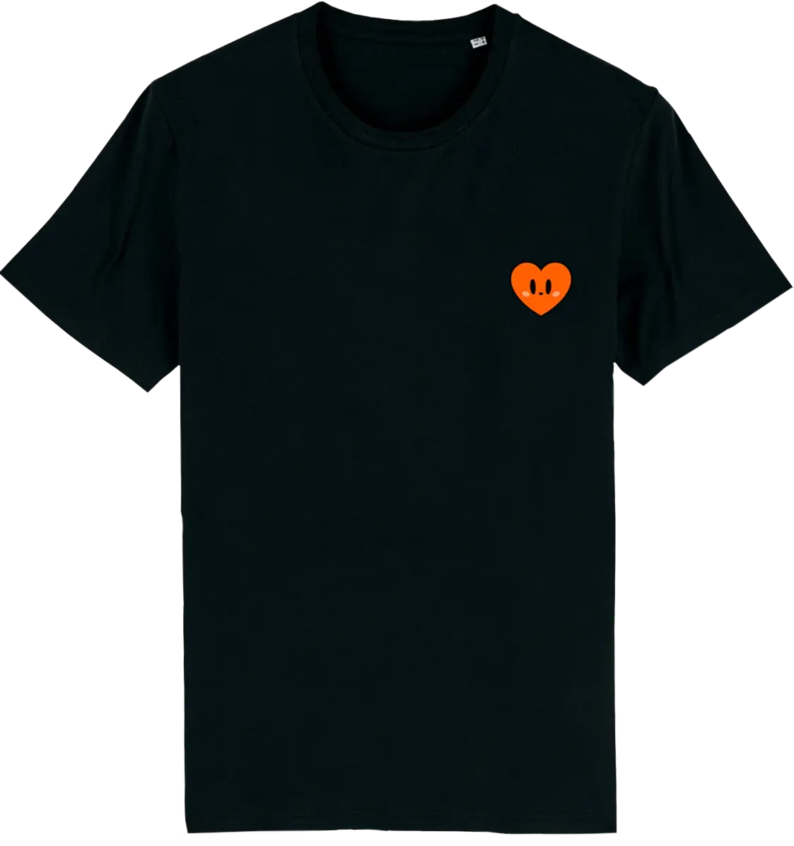 T shirt japonais Lovy noir, broderie côté cœur