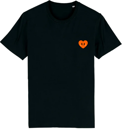 T shirt japonais Lovy noir, broderie côté cœur