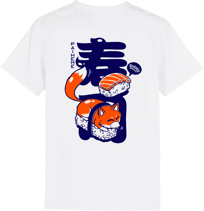T shirt japonais Sushifox, dos imprimé DTF