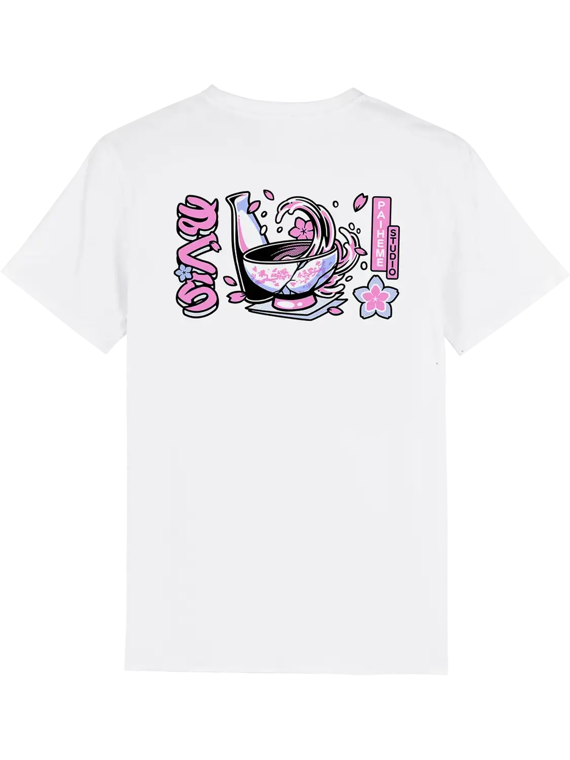 T shirt motif japonais Sakura Sake, dos imprimé DTF