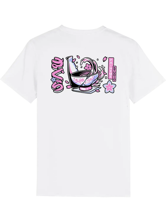 T shirt motif japonais Sakura Sake, dos imprimé DTF