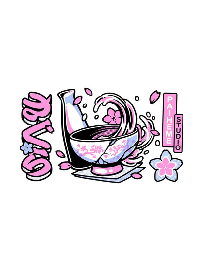 T shirt motif japonais Sakura Sake, visuel porté