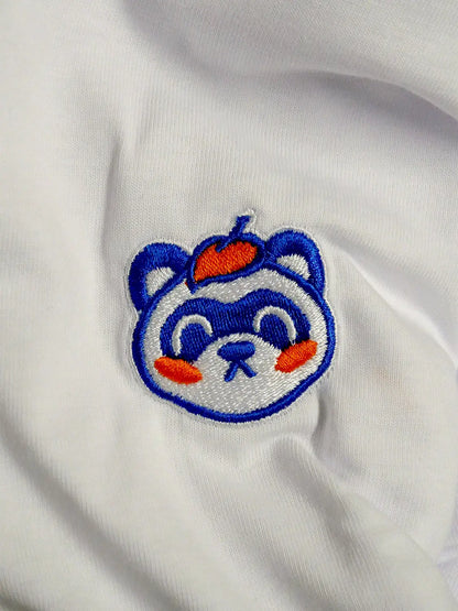 T shirt motif japonais Tanuki, zoom broderie