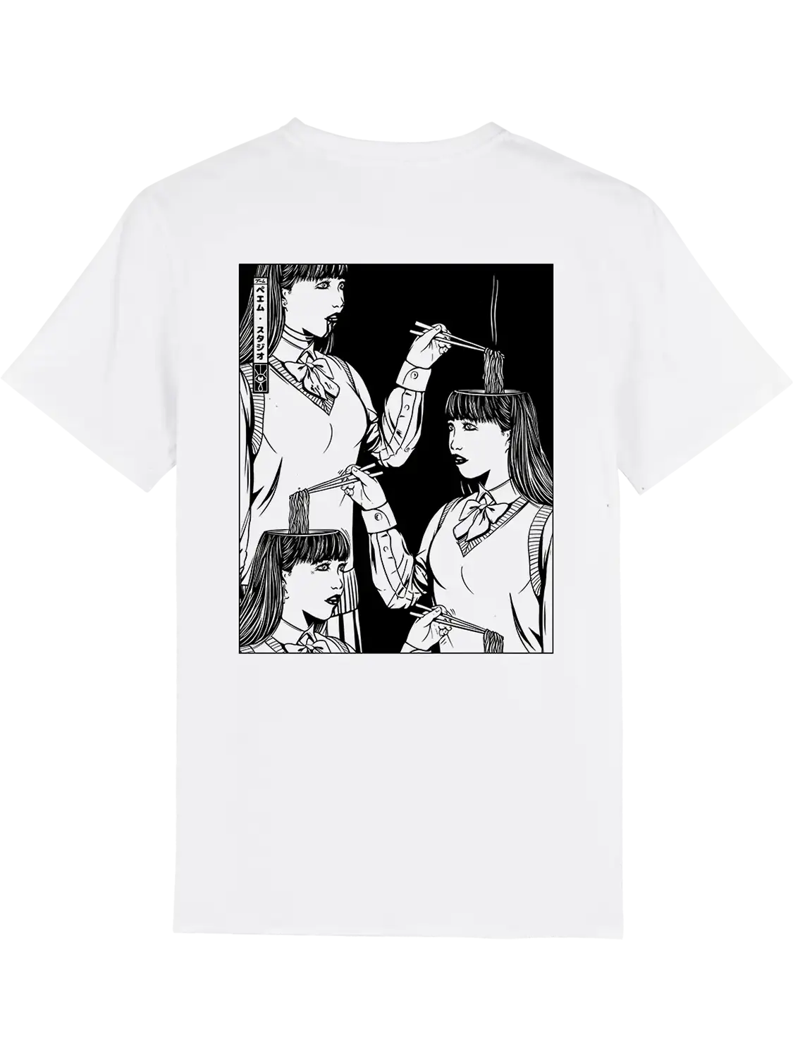 T shirt style japonais Brain Noodle, dos imprimé DTF